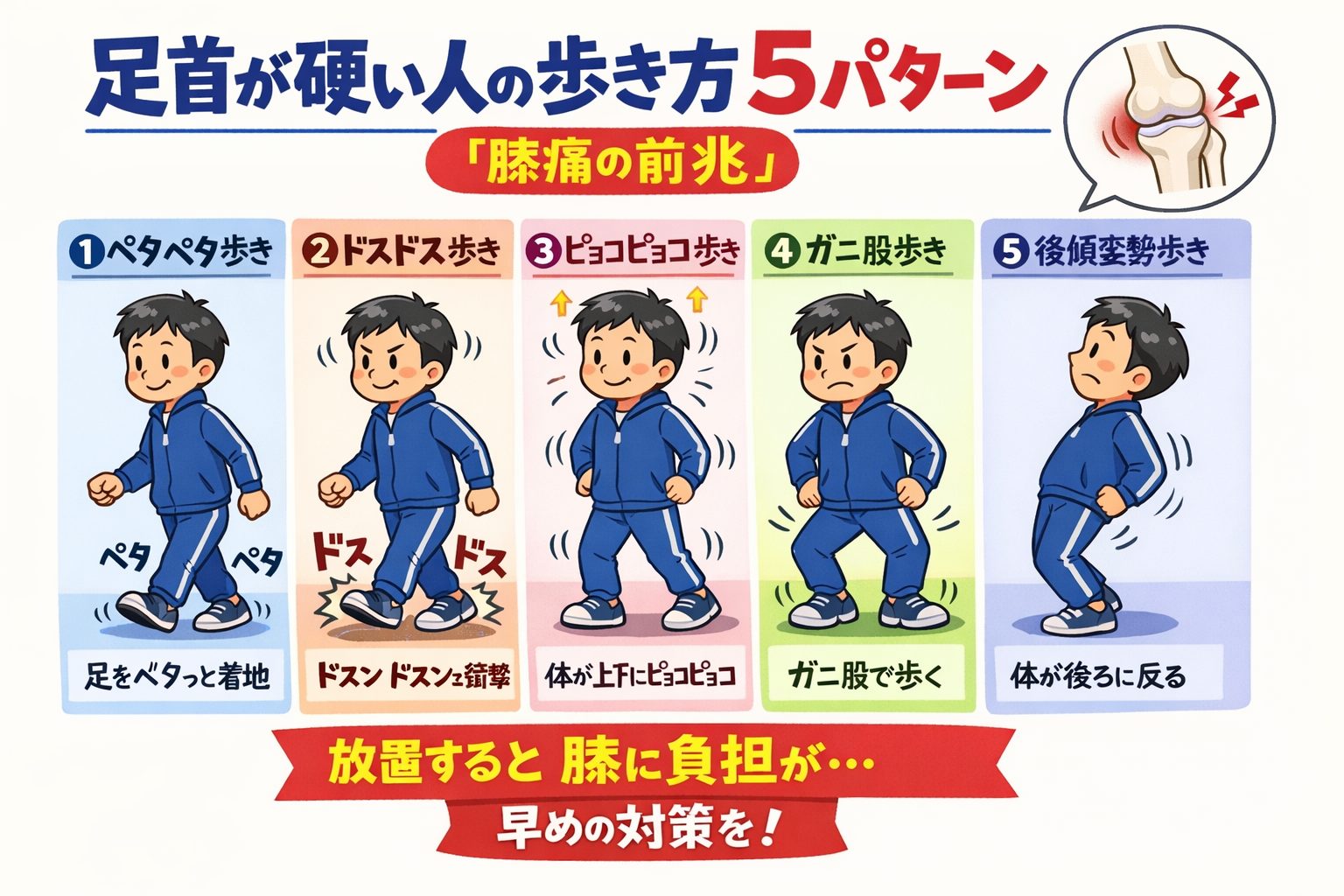 足首の硬い人の歩き方